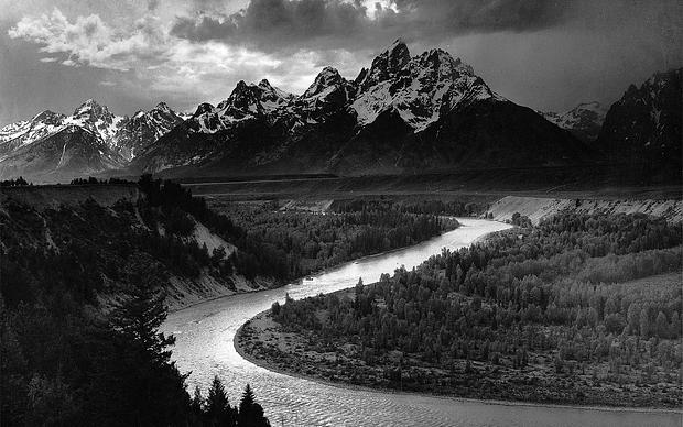 Mountain River in Black and White